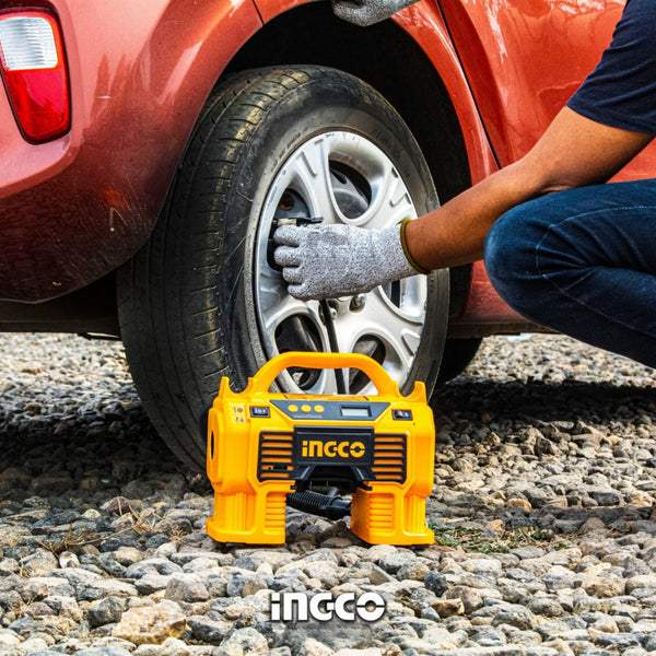 Акумулаторен компресор за гуми INGCO, LED, 20 V, 160 PSI CACLI2002 + аксесоари
