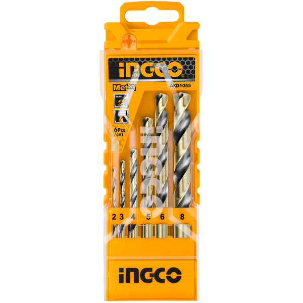 Комплект свредла INGCO, HSS, 6 броя, Ø2 - Ø8 mm AKD1055