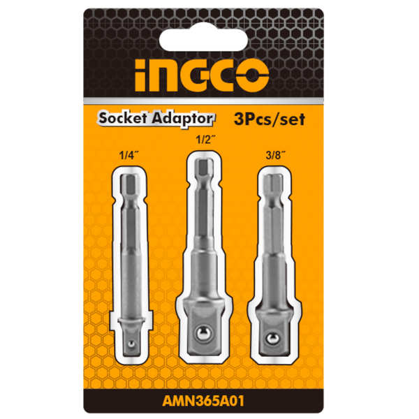 Комплект адаптори 1/4" за вложки, 1/4", 3/8", 1/2", INGCO, 3 части AMN365A01