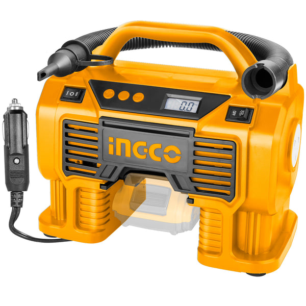Акумулаторен компресор за гуми INGCO, LED, 20 V, 160 PSI CACLI2002 + аксесоари
