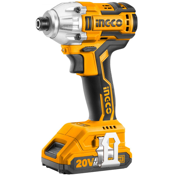 Акумулаторен ударен безчетков винтоверт INGCO Industrial , 170 Nm, 1/4", 20 V, 2 х 2 Ah