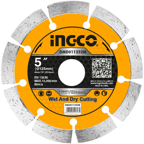 Диамантен диск INGCO Industrial, универсален, Ø 125 x 22.22 x 7.5 мм DMD011252M